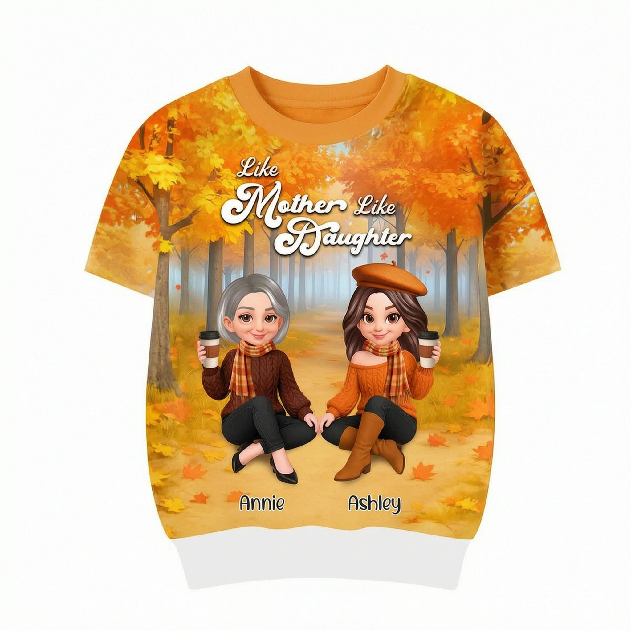 Fall Season Like Mother Like Daughters Sitting Personalized 3D Sweatshirt