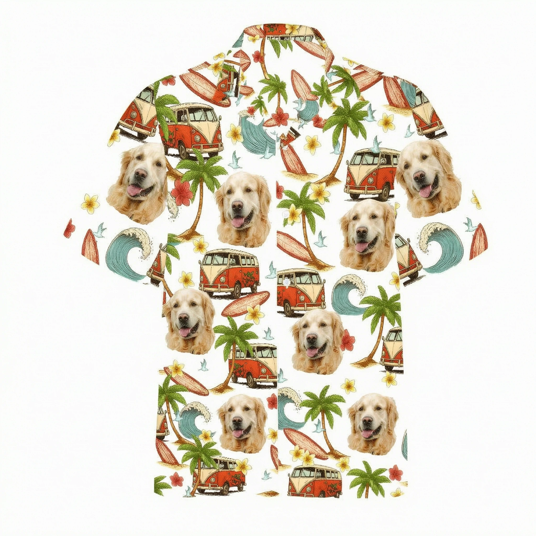 Summer Vibe Pattern Custom Dog Cat Face Personalized Hawaiian Shirt