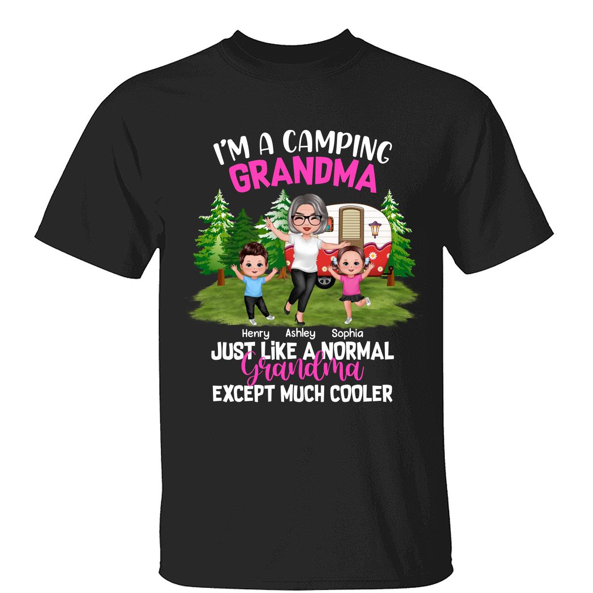 Camping Happy Grandma Grandkids Personalized Shirt — White