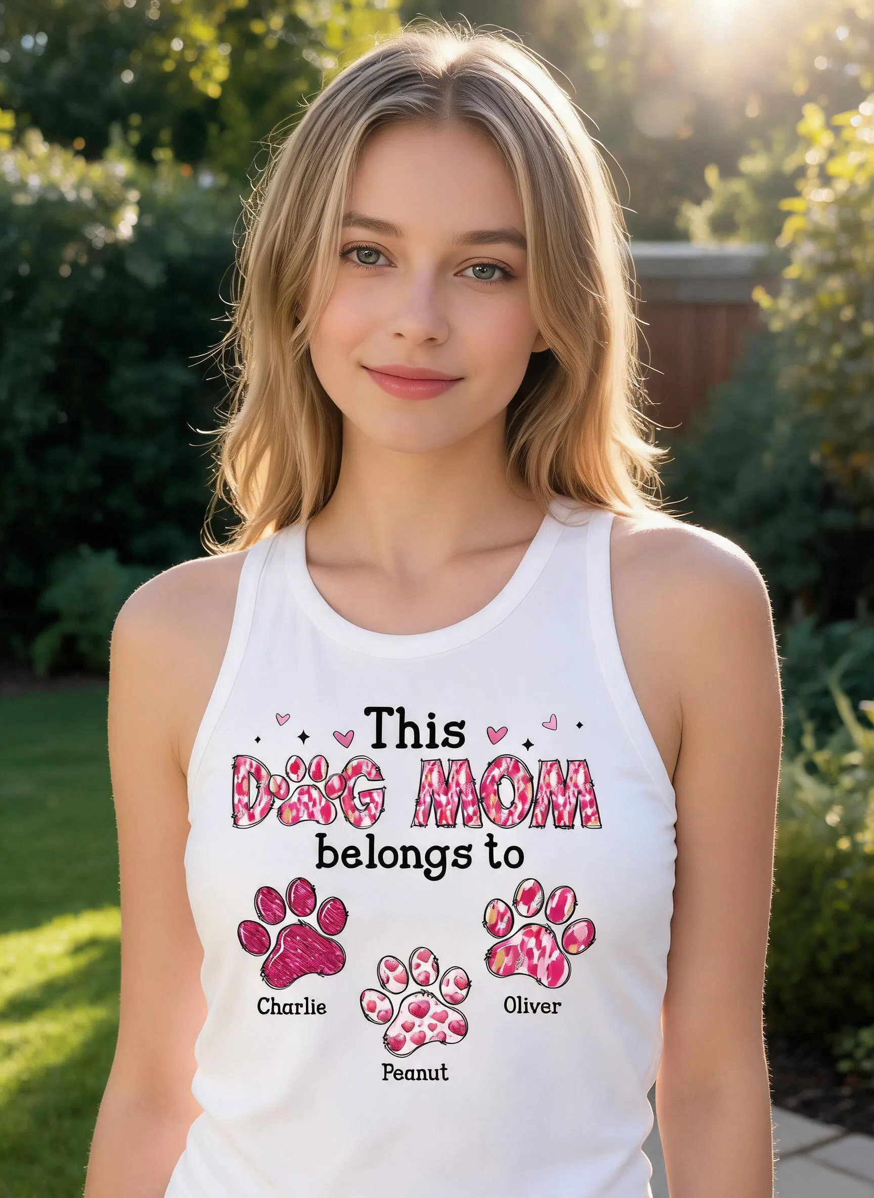 This Dog Mom Belongs To Personalized Tank Top, Gift For Dog Lovers, Dog Moms — White