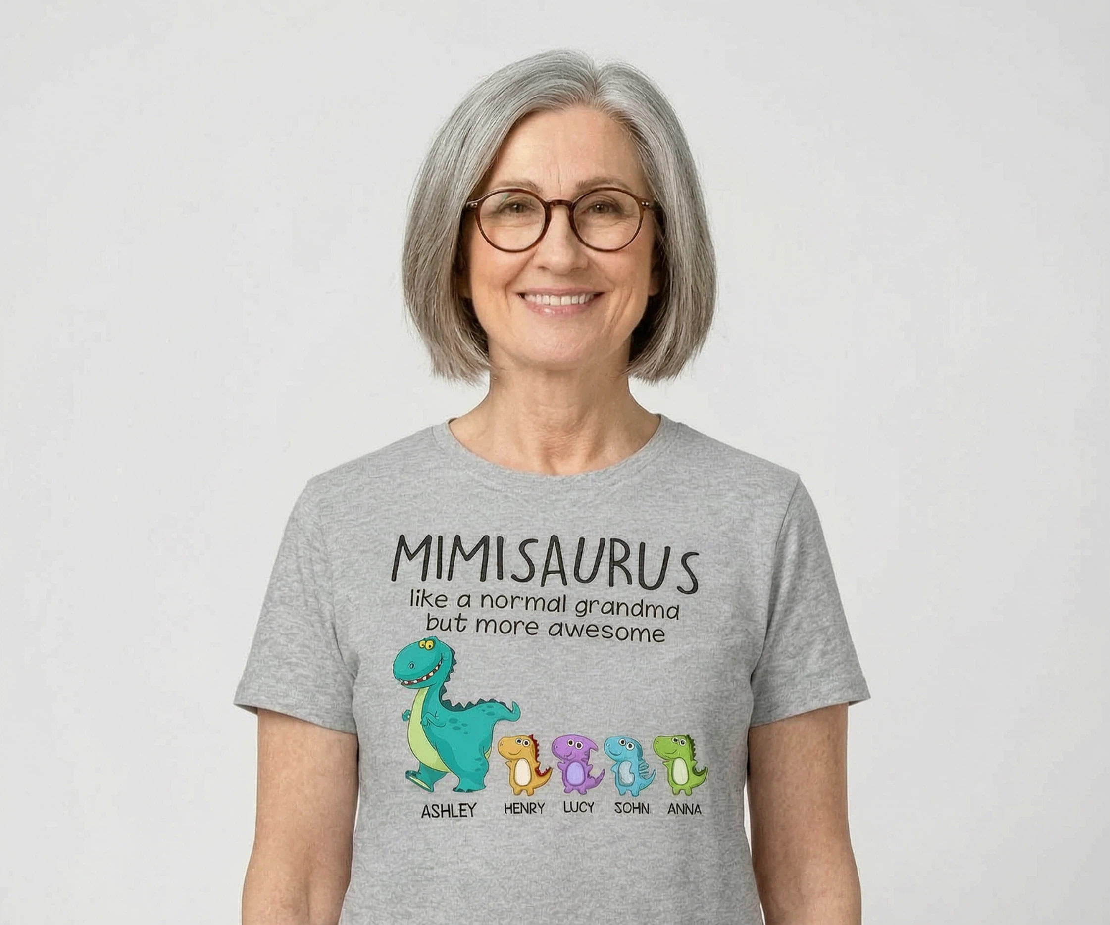 T-shirt Personnalisé Grandmasaurus Et Enfants — Sport Grey