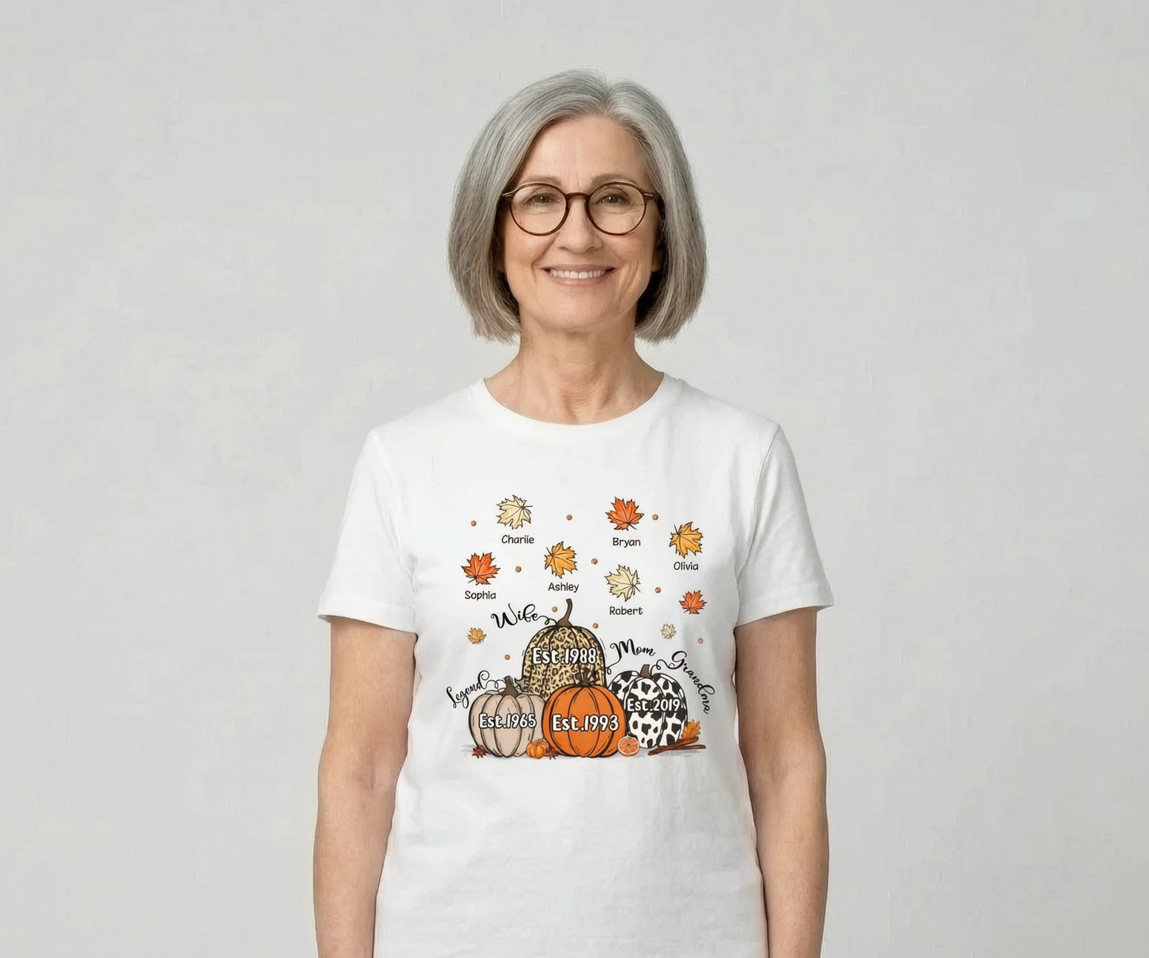 Légende d'Automne Épouse Maman Grand-mère Étab. Citrouilles Chemise Personnalisée — Blanc