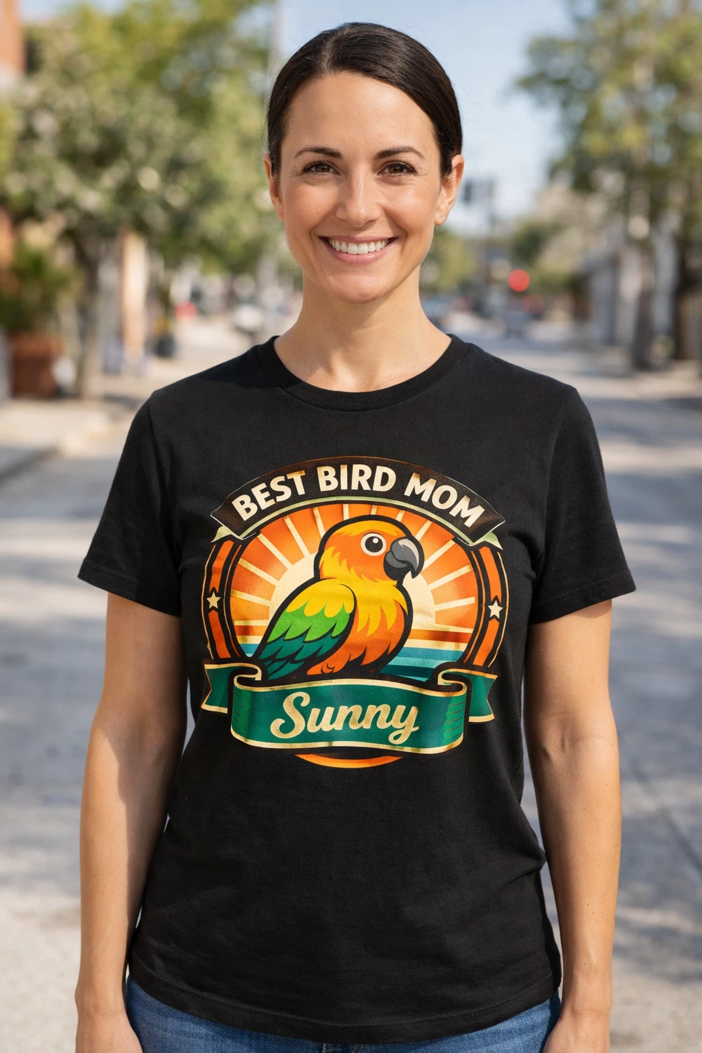 T-shirt Emblème Rétro Personnalisé pour Maman d'Oiseau - Envoyez la Photo de Votre Oiseau