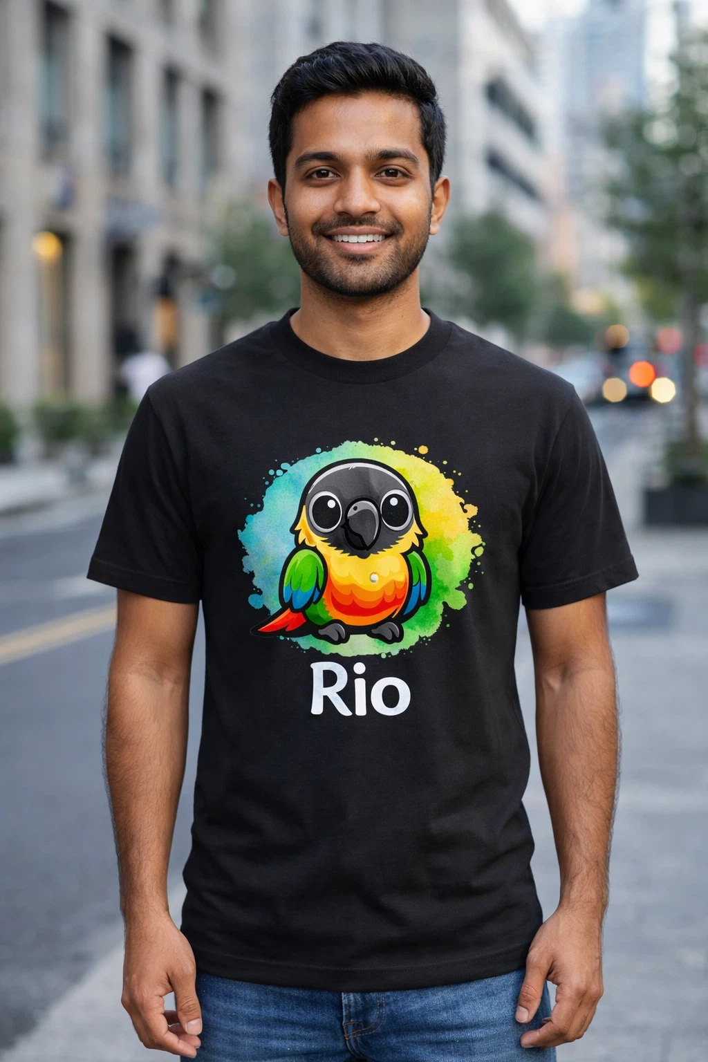 Tee-shirt Oiseau Aquarelle Personnalisé - Envoyez la Photo de Votre Oiseau